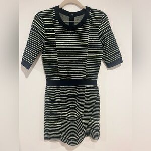 Striped Navy and Green Trina Turk Women's sweater Dress
